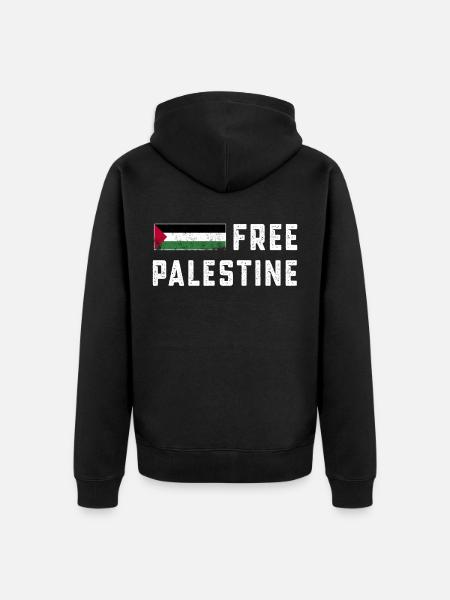Freie Gaza Palästina Flagge Arabisch beunruhigt - Unisex Premium Bio Zip Hoodie - Schwarz