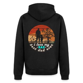 Ich liebe meinen Vater besten Vater überhaupt - Unisex Premium Bio Zip Hoodie - Schwarz - Hinten - Nico (187cm)