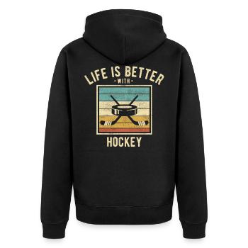 Dictons de hockey - Cadeau rétro drôle pour les amateurs de hockey - Veste à capuche bio Premium Unisexe - noir - Dos - Nico (187cm)