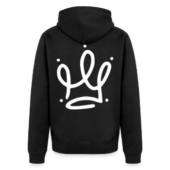 Emoji Krone Kronen Skizze weiß - Unisex Premium Bio Zip Hoodie - Schwarz - Hinten - Nico (187cm)