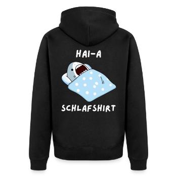 Hai Schlafshirt Nachthemd Geschenk - Unisex Premium Bio Zip Hoodie - Schwarz - Hinten - Nico (187cm)