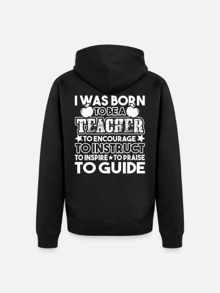 Opettaja, synnyin opettajaksi. - Premium unisex luomu-huppari vetoketjulla - musta