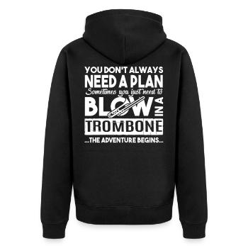 Le trombone doit souffler dans un trombone - Veste à capuche bio Premium Unisexe - noir - Dos - Nico (187cm)