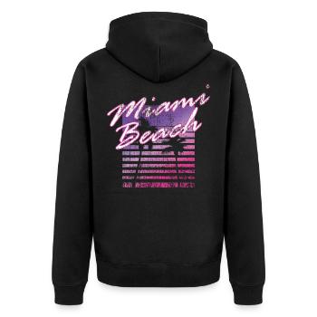 Miami Beach Retro 80s - Unisex Premium Organic Zip Hoodie - black - Back - Nico (187cm)