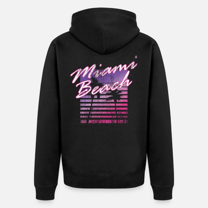 Miami Beach Retro 80s - Unisex Premium Bio Zip Hoodie - Schwarz