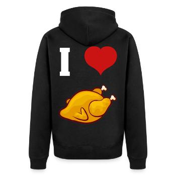 Drôle i love Chicken Je l’amour rôti - Veste à capuche bio Premium Unisexe - noir - Dos - Nico (187cm)