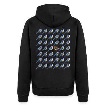 be different blue robin bird pattern - Unisex Premium Organic Zip Hoodie - black - Back - Nico (187cm)