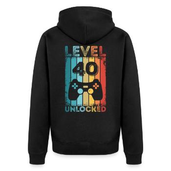 Gaming Level 40 Entsperrt 40. Geburtstag Geschenk Gamer - Unisex Premium Bio Zip Hoodie - Schwarz - Hinten - Nico (187cm)