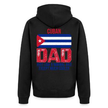 Cuban Dad Kuba-Flagge zum Vatertag - Unisex Premium Bio Zip Hoodie - Schwarz - Hinten - Nico (187cm)