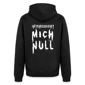 Interessiert mich null - Unisex Premium Bio Zip Hoodie - Schwarz - Hinten - Nico (187cm)