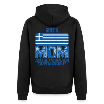 Greek Mom drapeau grec pour la fête des Mères - Veste à capuche bio Premium Unisexe - noir - Dos - Nico (187cm)