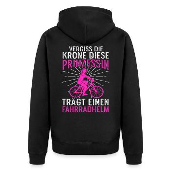 Krone Prinzessin Fahrradhelm Frauen Königin Krone - Unisex Premium Bio Zip Hoodie - Schwarz - Hinten - Nico (187cm)