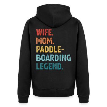 Frau Mom Paddleboarding Legende SUP Geschenk für Frauen - Unisex Premium Bio Zip Hoodie - Schwarz - Hinten - Nico (187cm)
