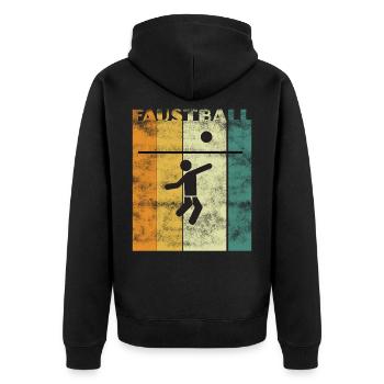 Faustball Retro Vintage - Unisex Premium Bio Zip Hoodie - Schwarz - Hinten - Nico (187cm)