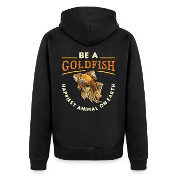 Goldfisch Fisch Aquarium Tier Meer Angler Geschenk - Unisex Premium Bio Zip Hoodie - Schwarz - Hinten - Nico (187cm)