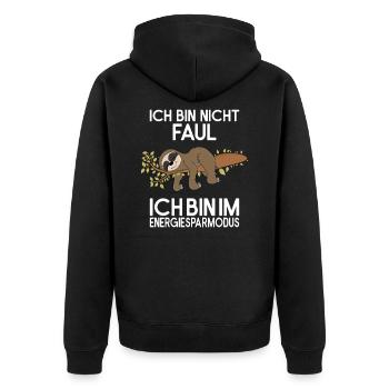 Faultier Energiesparmodus Fauler Faultierspruch - Unisex Premium Bio Zip Hoodie - Schwarz - Hinten - Nico (187cm)