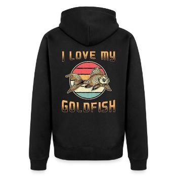 Goldfisch Aquarium Fisch Tier Meer Retro Geschenk - Unisex Premium Bio Zip Hoodie - Schwarz - Hinten - Nico (187cm)