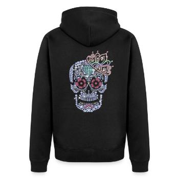 Mexikanischer Schädel - Unisex Premium Bio Zip Hoodie - Schwarz - Hinten - Nico (187cm)