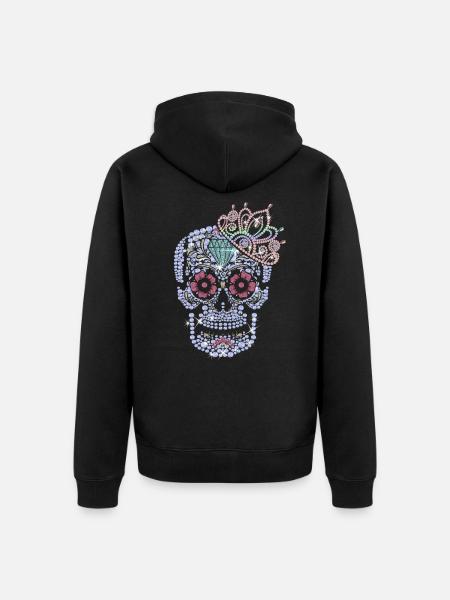 Mexikanischer Schädel - Unisex Premium Bio Zip Hoodie - Schwarz