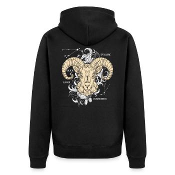 Sternzeichen Steinbock - Unisex Premium Bio Zip Hoodie - Schwarz - Hinten - Nico (187cm)