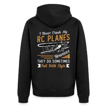 RC Model Airplane Model Airplane RC Airplane Gift - Unisex Premium Organic Zip Hoodie - black - Back - Nico (187cm)