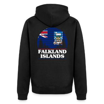 Falkland Islands - Unisex Premium Organic Zip Hoodie - black - Back - Nico (187cm)