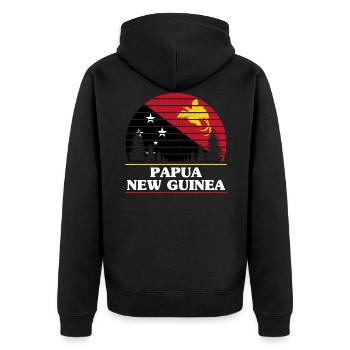 Papua-Neuguinea - Unisex Premium Bio Zip Hoodie - Schwarz - Hinten - Nico (187cm)