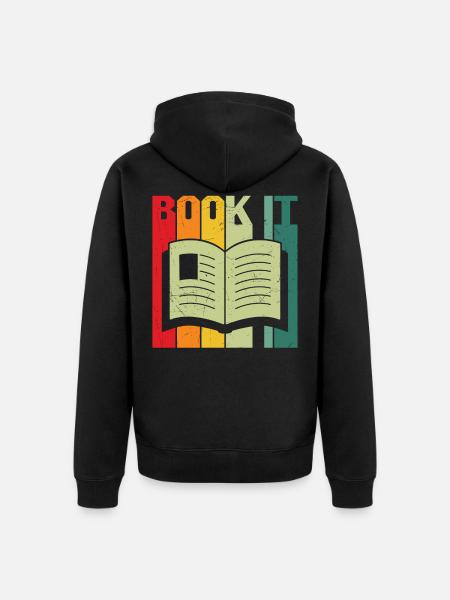 Book it reading book lover - Unisex Premium Organic Zip Hoodie - black