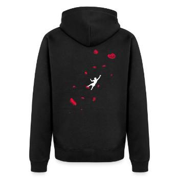 Klettern Boulderwand Felskletterer Bouldern - Unisex Premium Bio Zip Hoodie - Schwarz - Hinten - Nico (187cm)