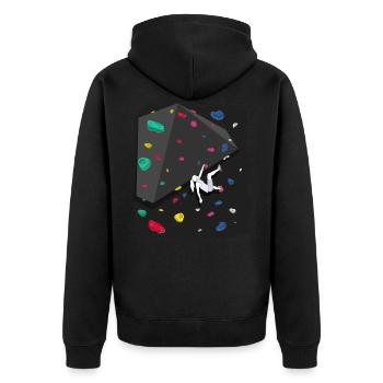 Klettern Boulderwand Felskletterer Bouldern - Unisex Premium Bio Zip Hoodie - Schwarz - Hinten - Nico (187cm)