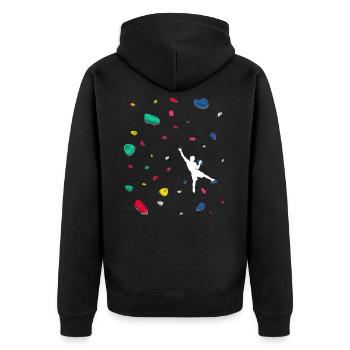 Klettern Boulderwand Felskletterer Bouldern - Unisex Premium Bio Zip Hoodie - Schwarz - Hinten - Nico (187cm)