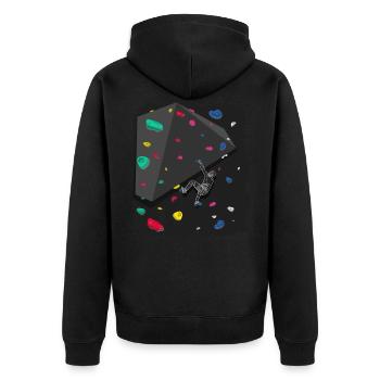 Klettern Boulderwand Felskletterer Bouldern - Unisex Premium Bio Zip Hoodie - Schwarz - Hinten - Nico (187cm)
