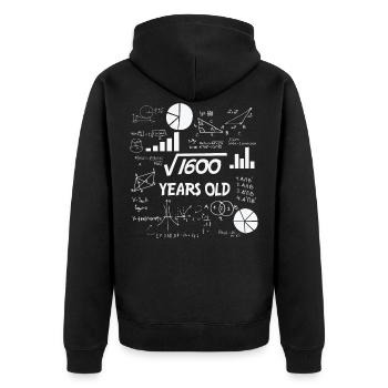 Square root 1600 = 40 years old - birthday - Unisex Premium Organic Zip Hoodie - black - Back - Nico (187cm)