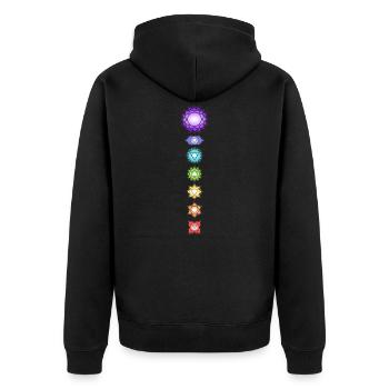 Yoga Meditation Spiritual Body Energy Chakras - Unisex Premium Organic Zip Hoodie - black - Back - Nico (187cm)