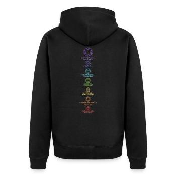 Yoga Meditation Spiritual Body Energy Chakras - Unisex Premium Organic Zip Hoodie - black - Back - Nico (187cm)