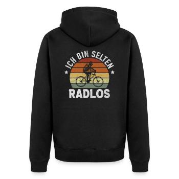 Radlos Fahrrad Fahrradfahrer Fahrradtour Wortspiel - Unisex Premium Bio Zip Hoodie - Schwarz - Hinten - Nico (187cm)