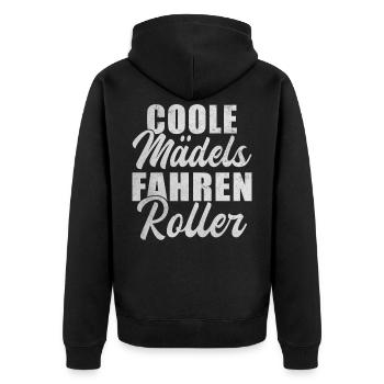 Coole Mädels Fahren Roller Rollerfahrer - Unisex Premium Bio Zip Hoodie - Schwarz - Hinten - Nico (187cm)