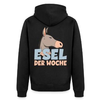 Esel der Woche lustig Fußball und Sport Tollpatsch - Unisex Premium Bio Zip Hoodie - Schwarz - Hinten - Nico (187cm)