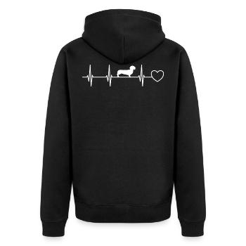 Heartbeat Dachshund Heart - Unisex Premium Organic Zip Hoodie - black - Back - Nico (187cm)