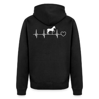 Herzschlag Pferd Herz - Unisex Premium Bio Zip Hoodie - Schwarz - Hinten - Nico (187cm)