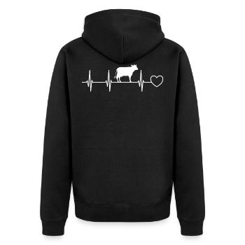Kuh Herzschlag - Unisex Premium Bio Zip Hoodie - Schwarz - Hinten - Nico (187cm)