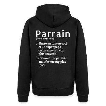 super parrain Drôle Definition Cadeau humour - Veste à capuche bio Premium Unisexe - noir - Dos - Nico (187cm)