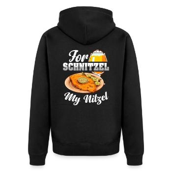 For Schnitzel My Nitzel | Beer and schnitzel - Unisex Premium Organic Zip Hoodie - black - Back - Nico (187cm)