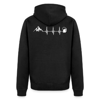 Montagnes de bière battements de coeur - Veste à capuche bio Premium Unisexe - noir - Dos - Nico (187cm)