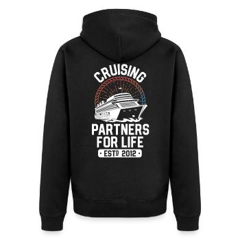Cruising Partners for Life 2012 10-jähriges Jubiläum - Unisex Premium Bio Zip Hoodie - Schwarz - Hinten - Nico (187cm)