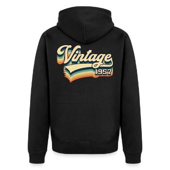 Vintage 1957 Jahrgang 64. Geburtstag Geschenk - Unisex Premium Bio Zip Hoodie - Schwarz - Hinten - Nico (187cm)