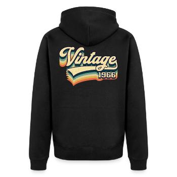 Vintage 1966 Jahrgang 55. Geburtstag Geschenk - Unisex Premium Bio Zip Hoodie - Schwarz - Hinten - Nico (187cm)