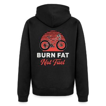 Fatbike Fat Bike Burn Fat Not Fuel Biker Geschenk - Unisex Premium Bio Zip Hoodie - Schwarz - Hinten - Nico (187cm)
