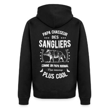 PAPA CHASSEUR DES SANGLIERS - Veste à capuche bio Premium Unisexe - noir - Dos - Nico (187cm)