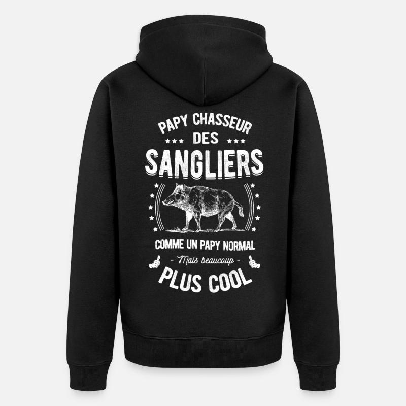PAPY CHASSEUR DES SANGLIERS - Veste à capuche bio Premium Unisexe - noir